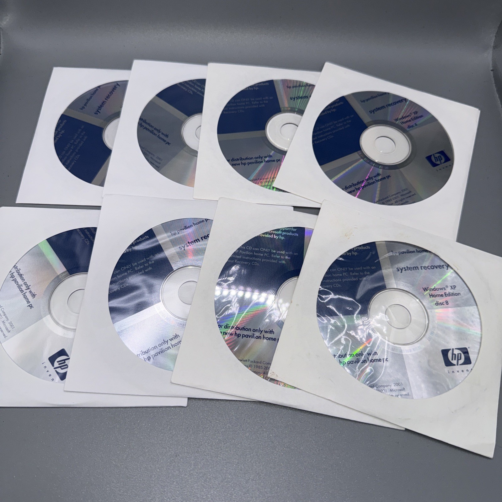 Windows XP Home Edition System Recovery disks for HP Pavillion Disks 1-8