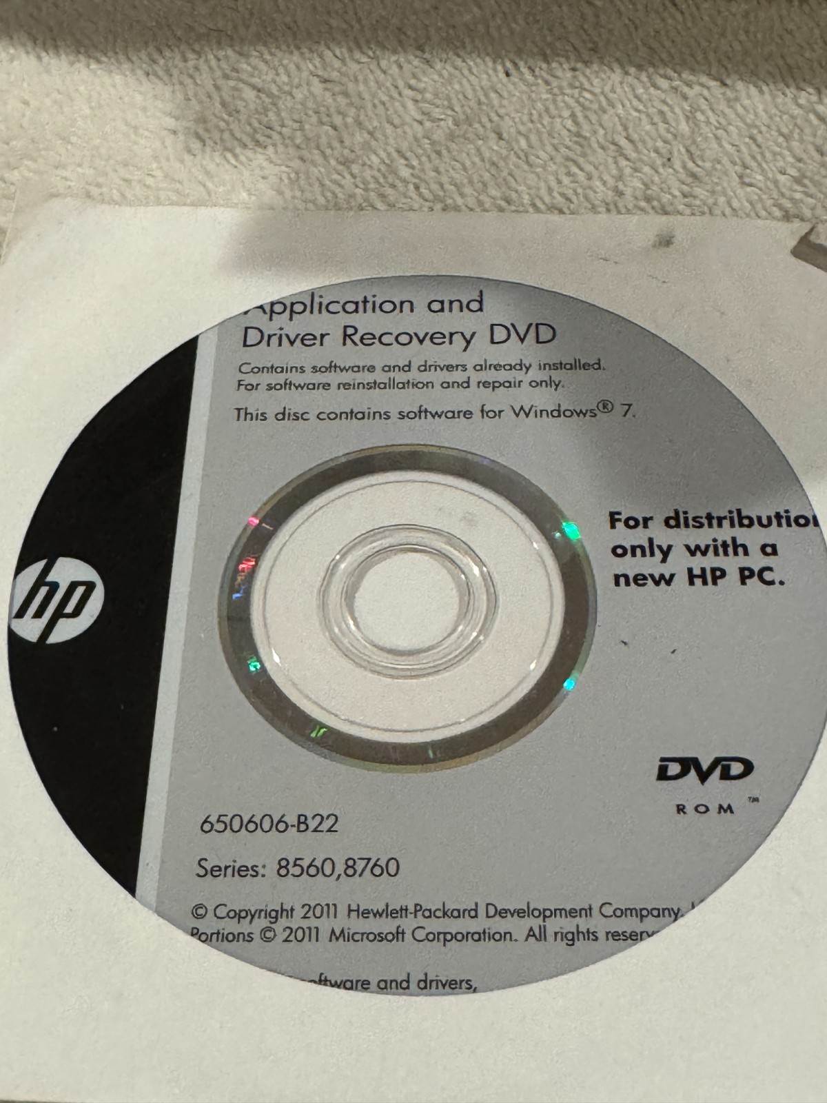 HP Driver Recovery Windows 7 Series 8560 8760 – SEALED!!!!