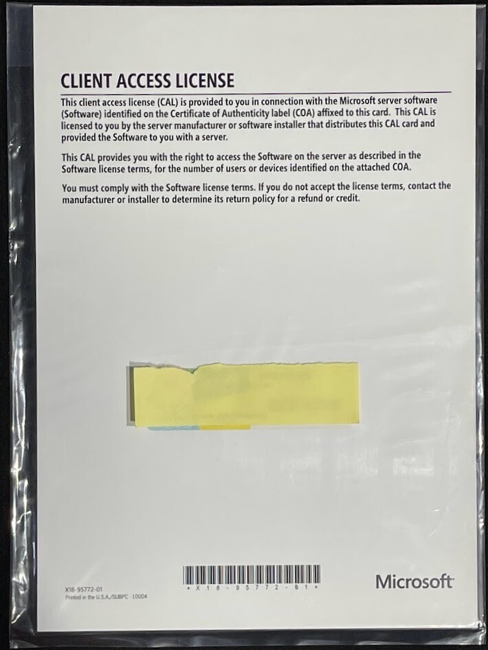 Microsoft Windows Server 2019 – 5 User Cal License / NC6TX