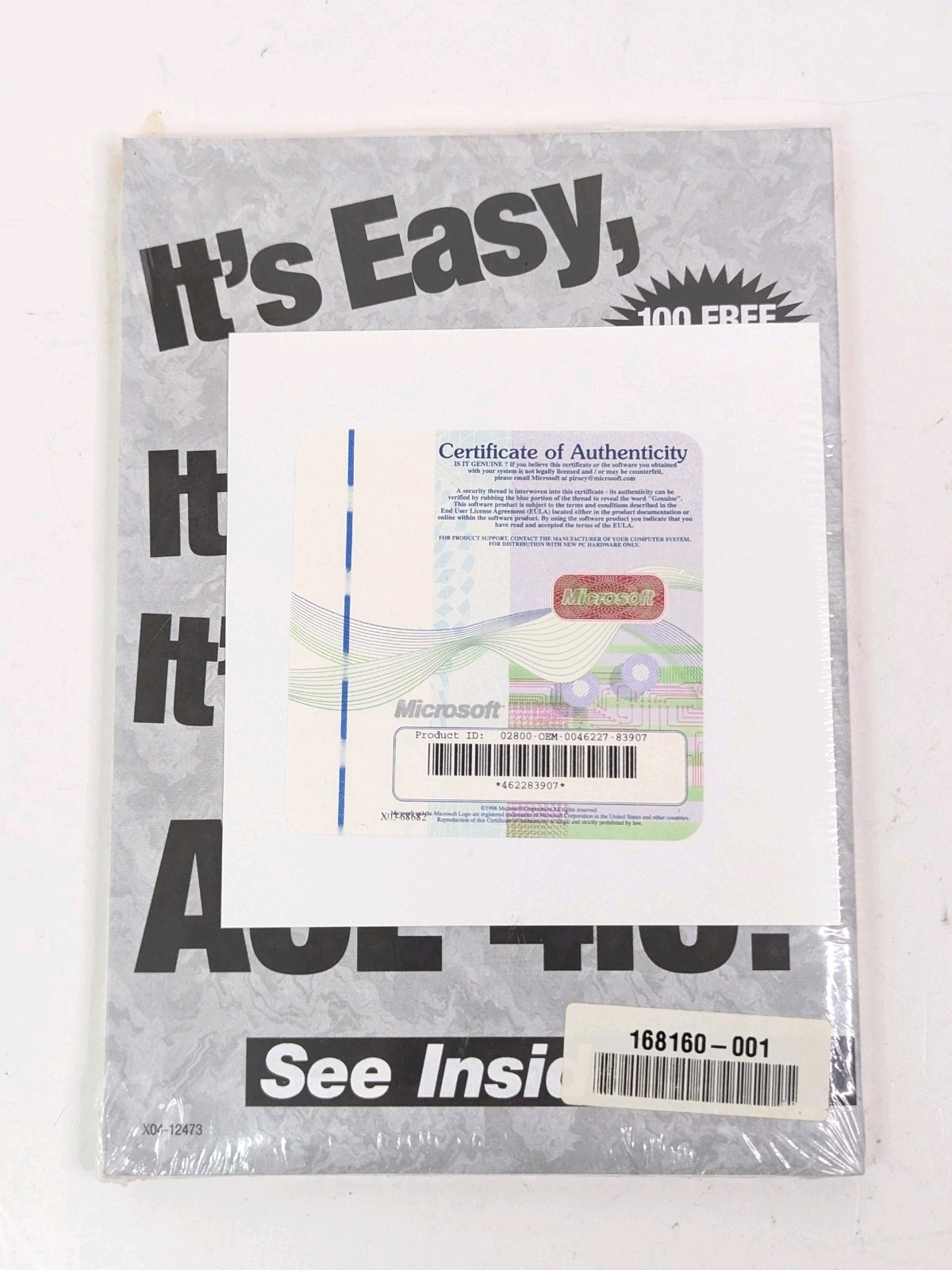 Microsoft Windows 98 Getting Started Manual Certificate Product Key Sealed No CD