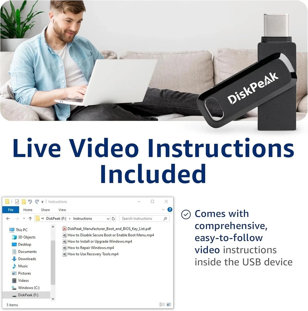 Effortless Windows Installation USB – Supports 32 & 64 bit with Utilities