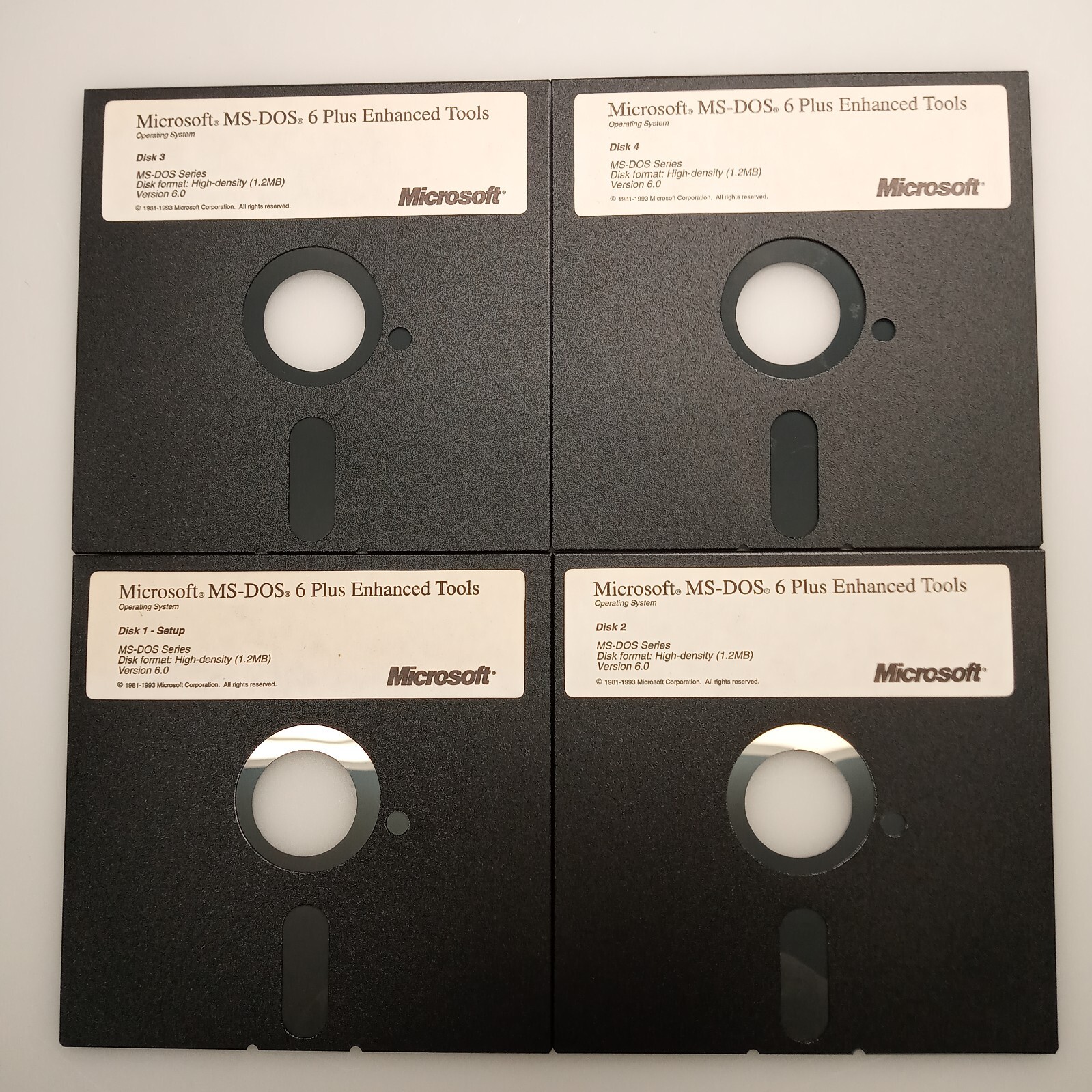 MICROSOFT MS-DOS 6 PLUS ENHANCED TOOL OS INSTALLATION 5.25″ COMPLETE 4 DISK SET