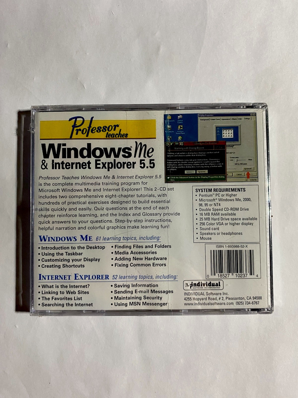 Professor Teaches Windows ME & Internet Explorer 5.5 2 CD Individual Software