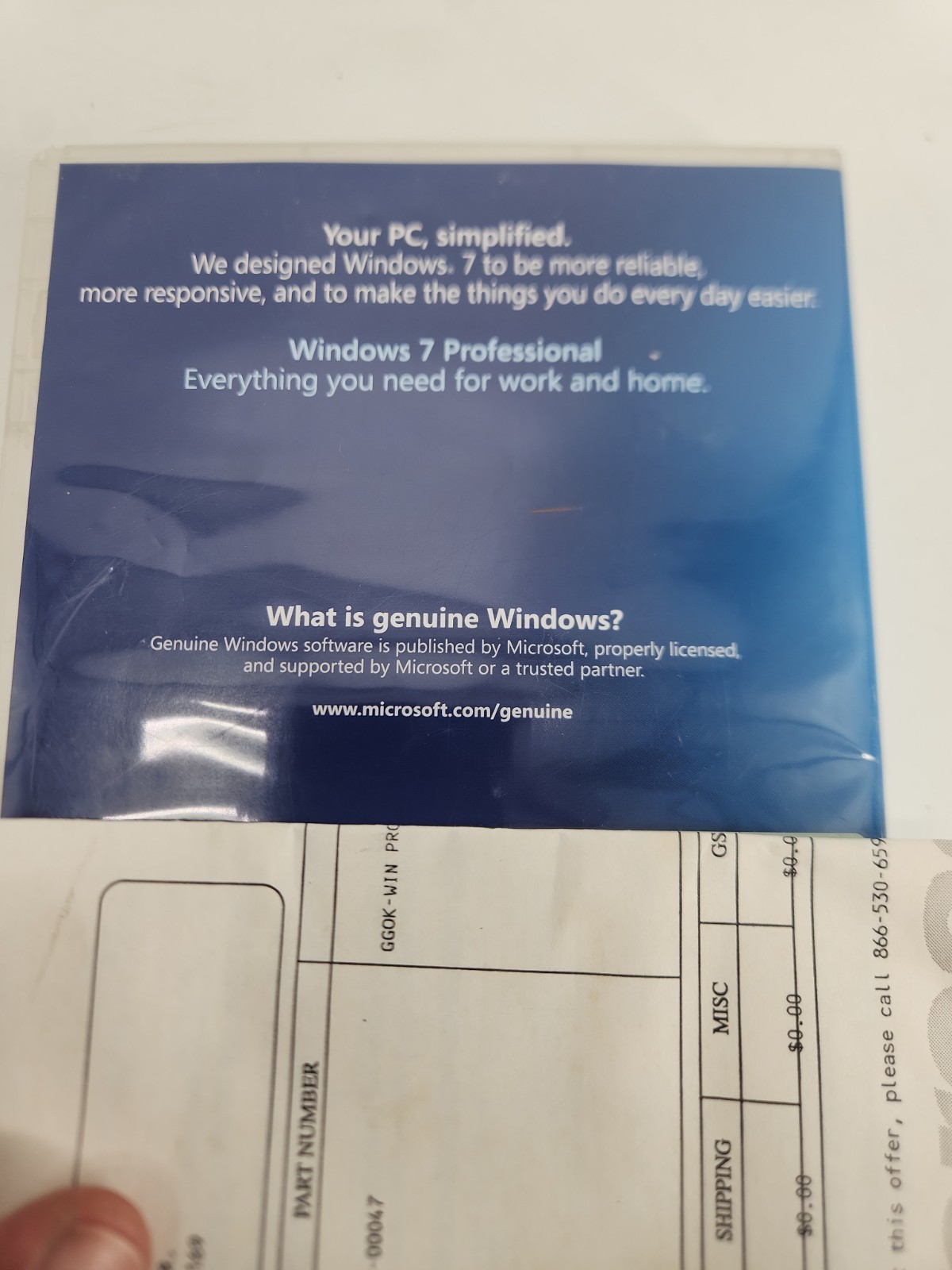 Microsoft Windows 7 Professional „Get Genuine” Kit – FULL RETAIL