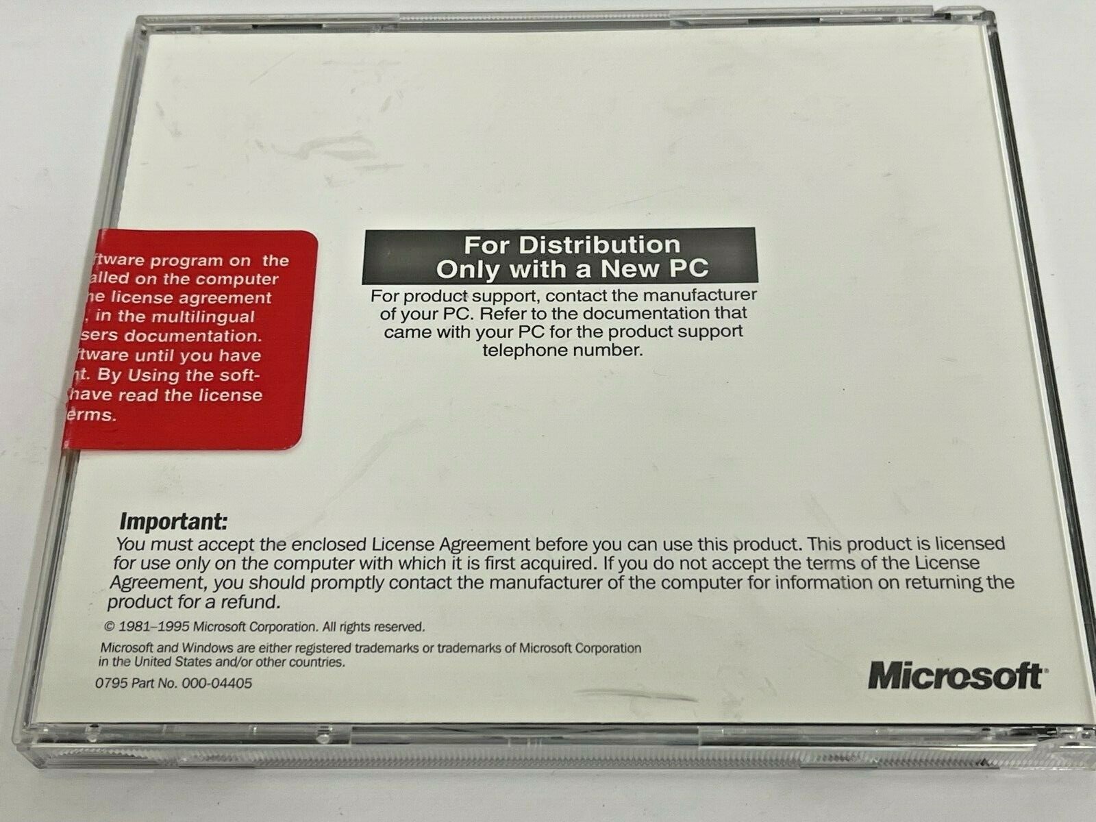 VINTAGE MICROSOFT WINDOWS 95 COMPANION CD ONLY IN ORIGINAL CASE NO KEY RM4