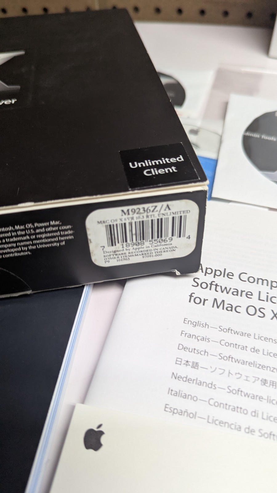Apple Mac OS X Server 10.3 Panther unlimited clients key, OEM 4 CD Big Box