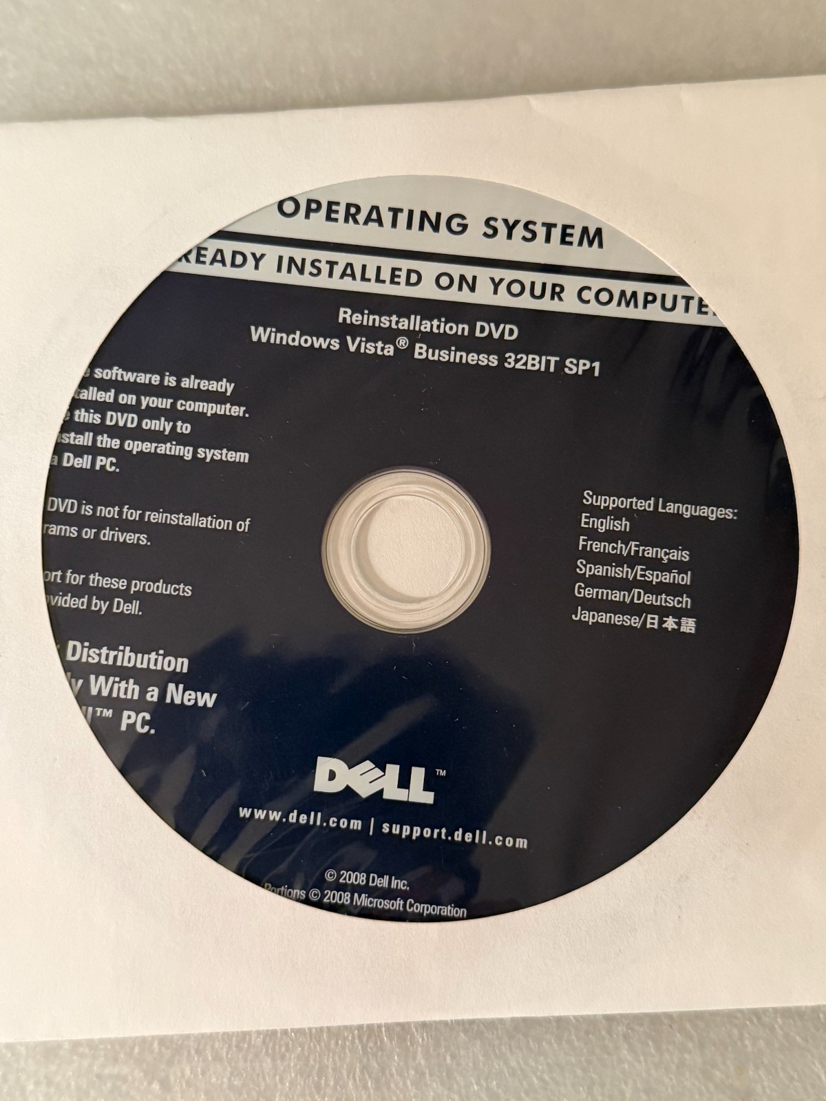 Combo Windows Vista Business 32-Bit SP1 & Windows XP Pro SP2 Reinstallation CDs