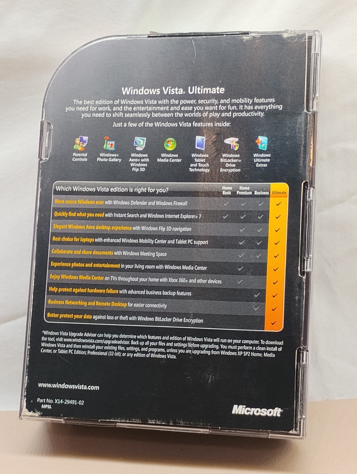 MS Windows Vista Ultimate Upgrade 32 & 64 Bit Genuine Retail Version 2-Discs