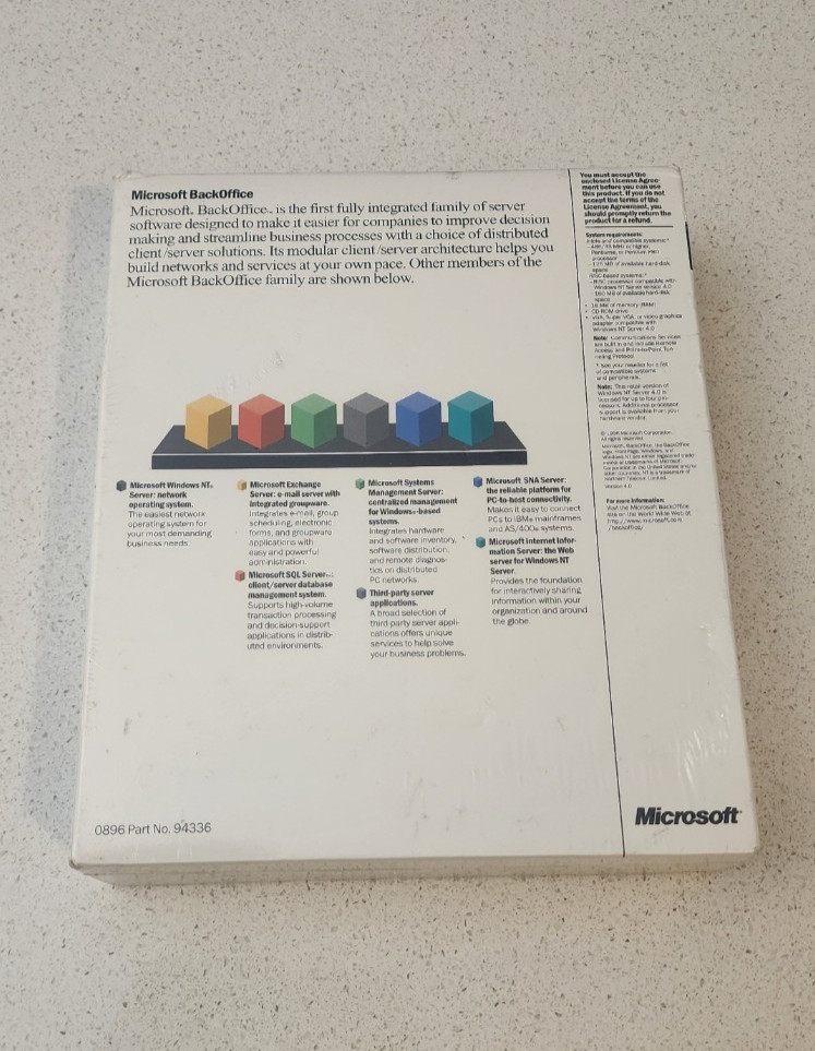 NEW – SEALED Vintage Microsoft Windows NT Server with 5 Licenses BIG BOX Edition