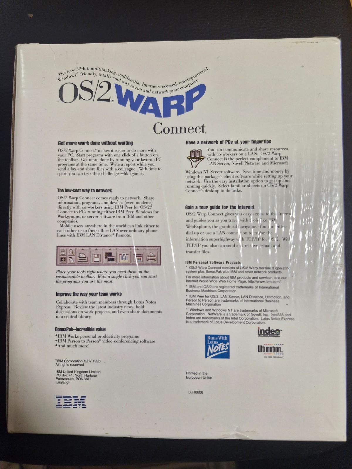 Sealed IBM OS/2 Warp Version 3 Connect + BonusPak – Vintage Big Box – AS NEW