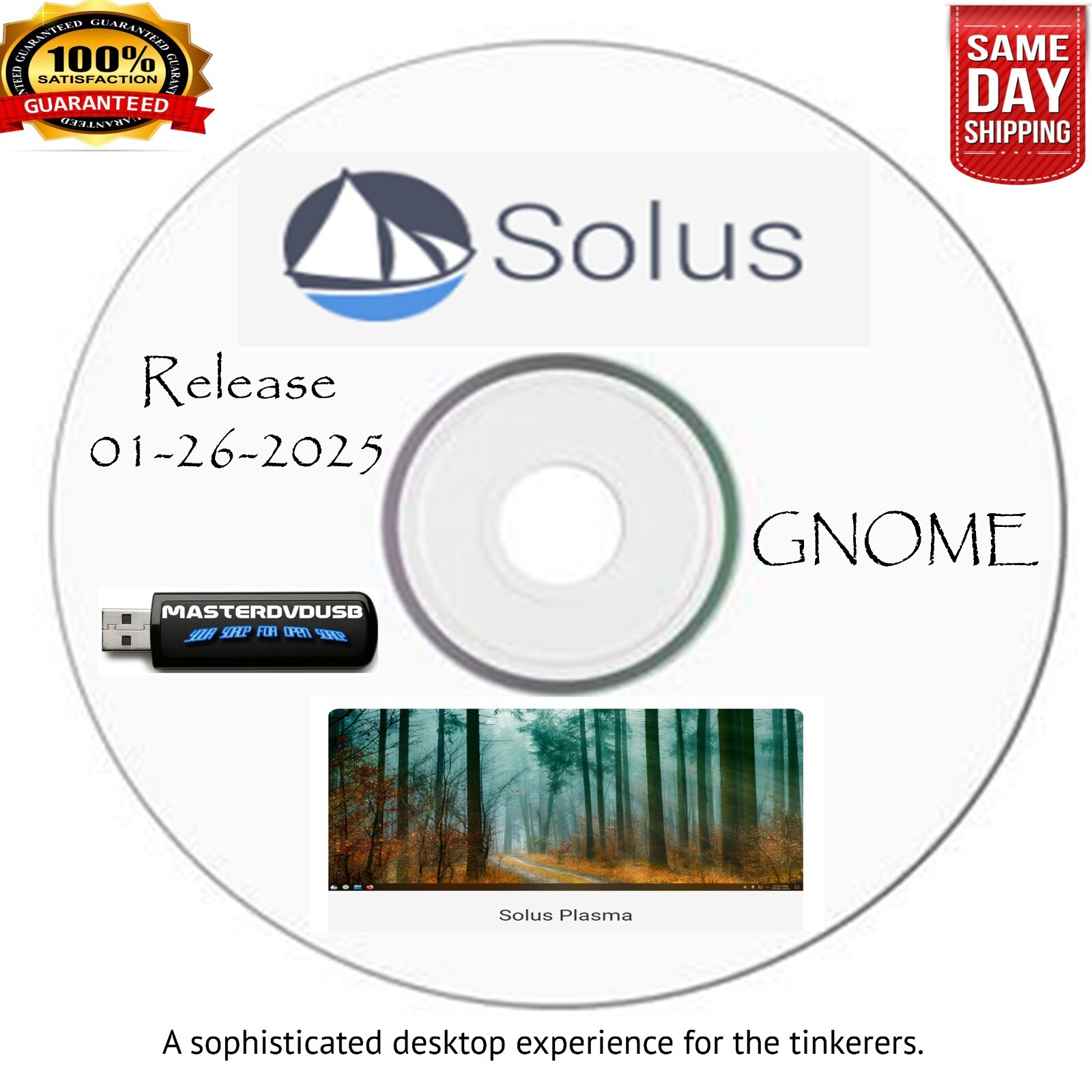 Solus 2025 GNOME Bootable DVD – Live/Installer | Fast Shipping From CALI
