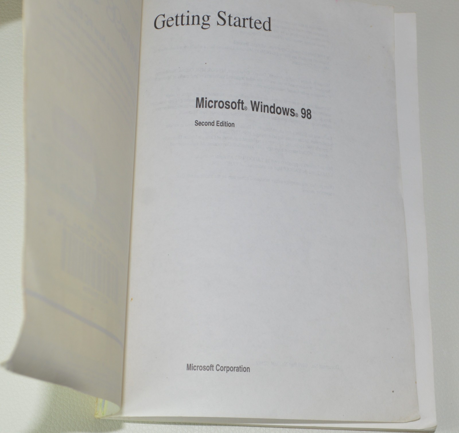 Microsoft Windows 98 Getting Started Manual w COA and Product Key for PC – NO CD