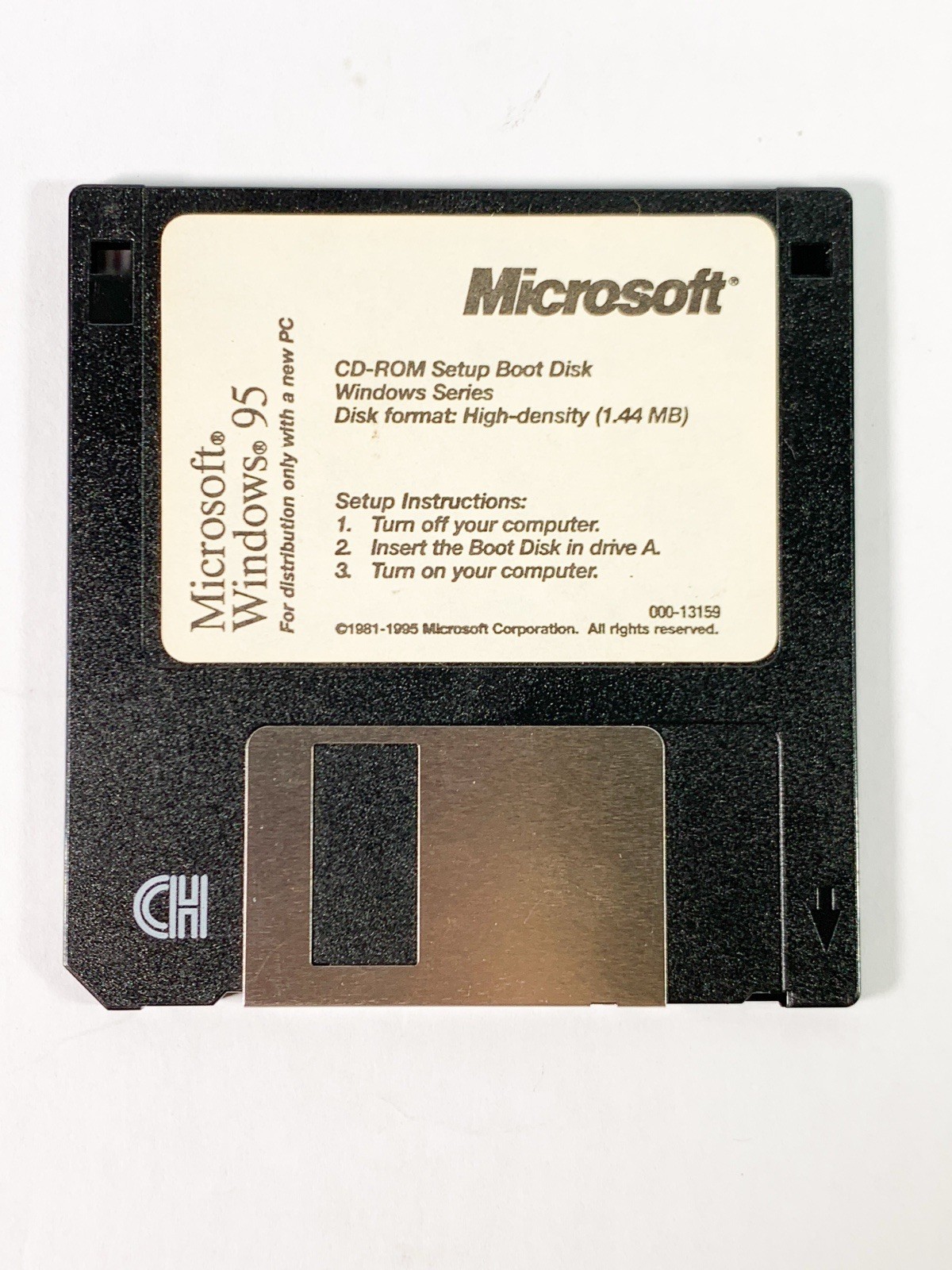 Microsoft Windows 95 CD-ROM Setup Boot Disk – 3.5″ Floppy Black