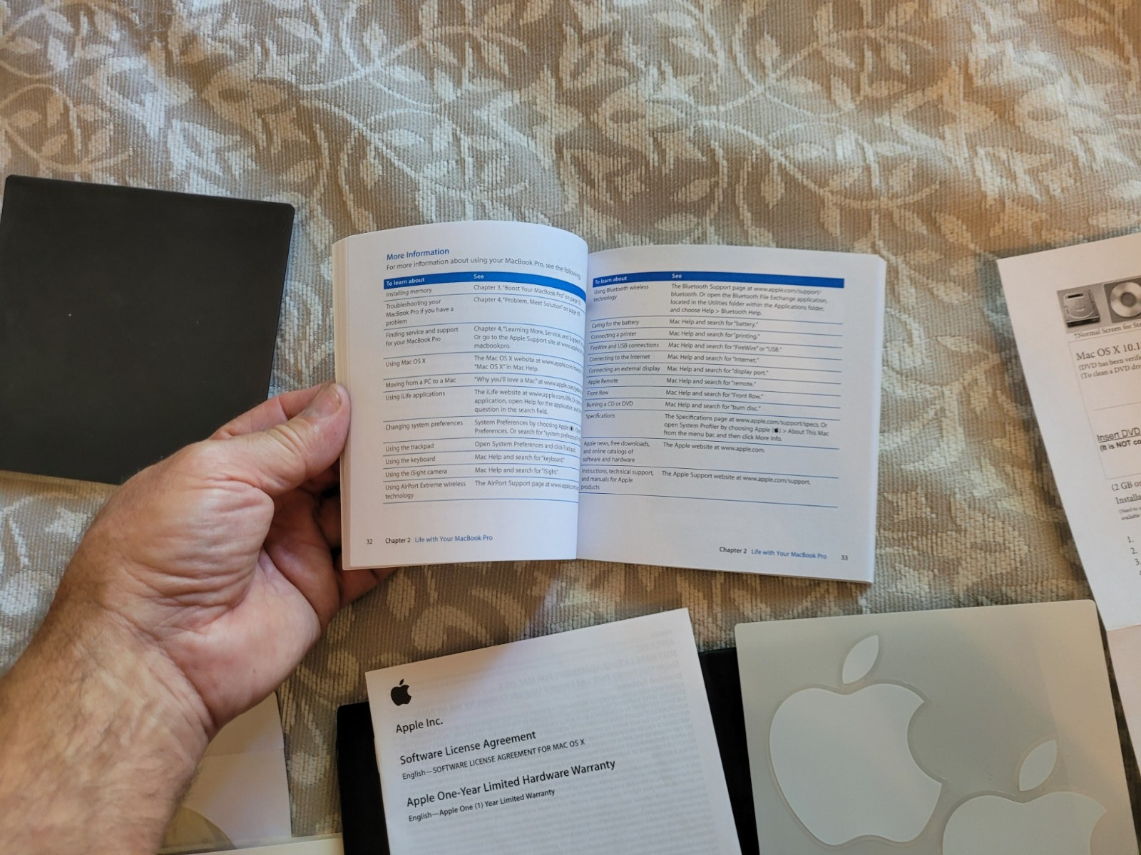 Apple Mac OS X 10 OEM Disk set with Everything book & apple decals +Install DVD