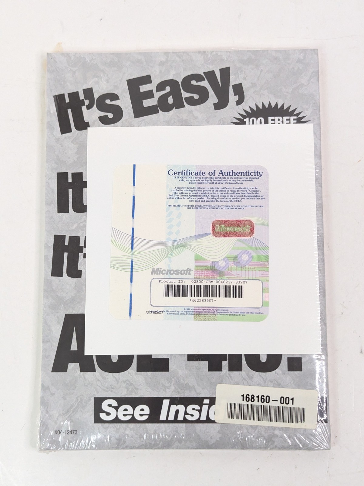 Microsoft Windows 98 Getting Started Manual Certificate Product Key Sealed No CD