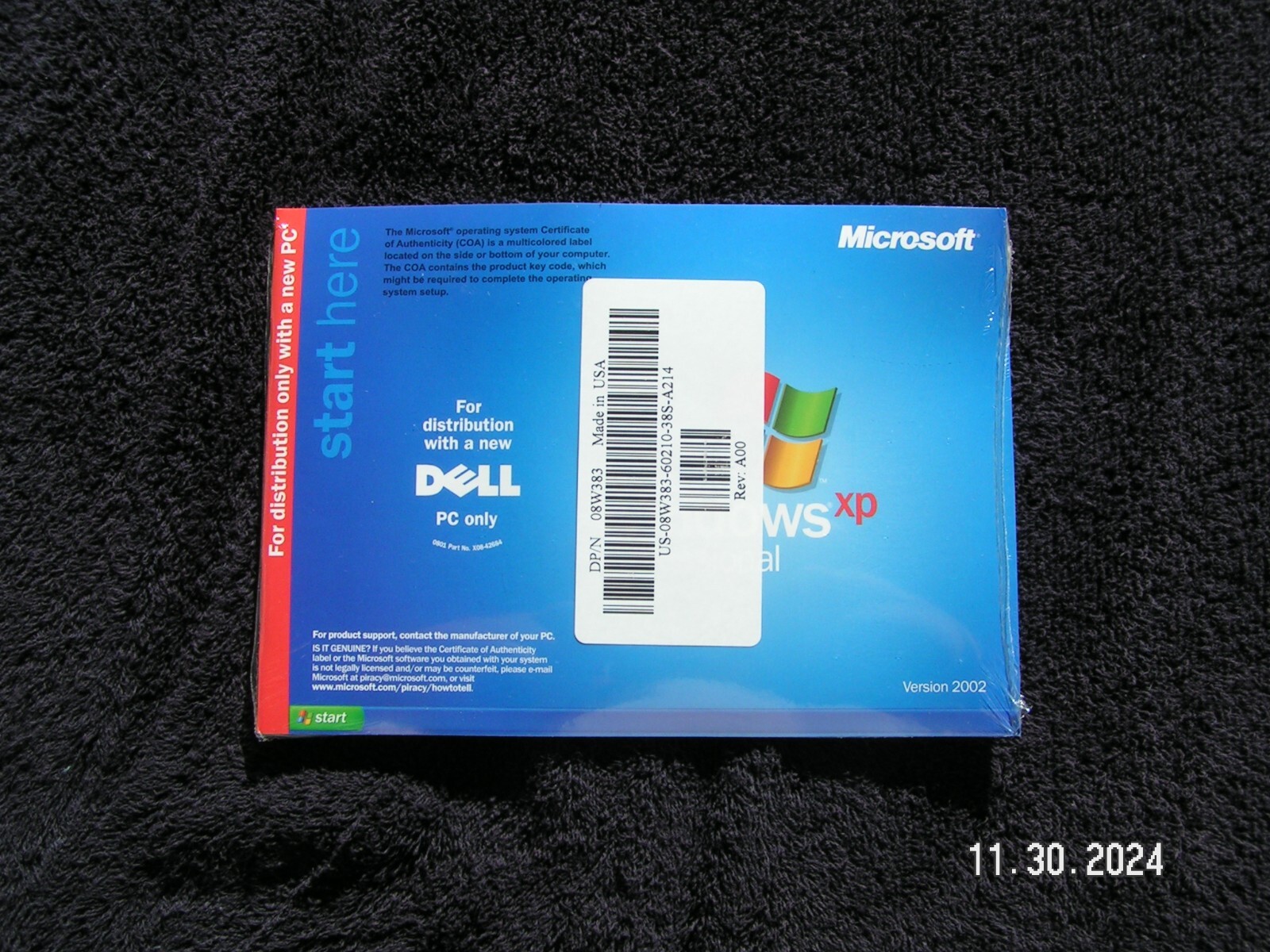 5 DELL MICROSOFT XP SP1 PROFESSIONAL SOFTWARE