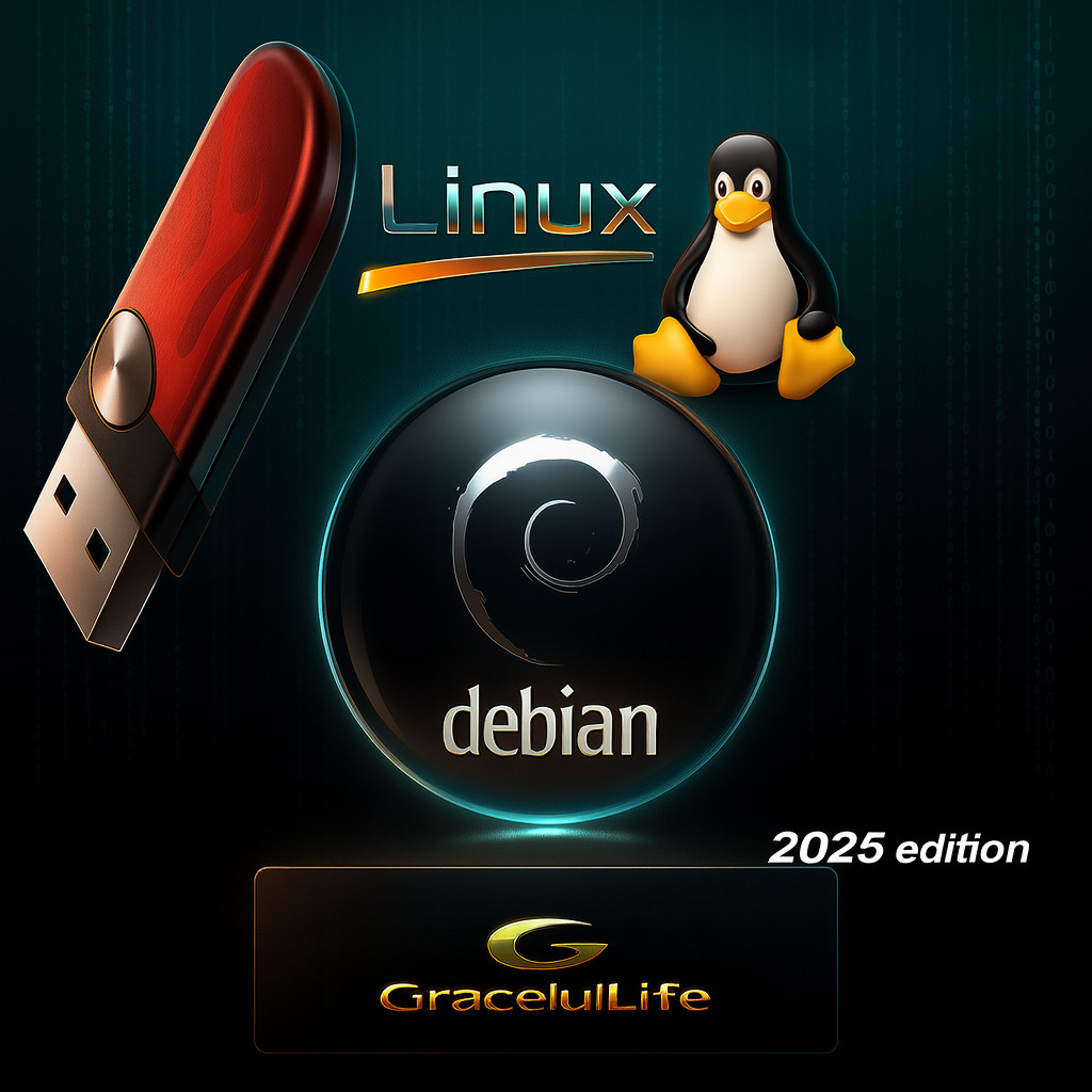 Linux Debian 64-Bit Live Install Bootable OS Software 10-12-2025 edition