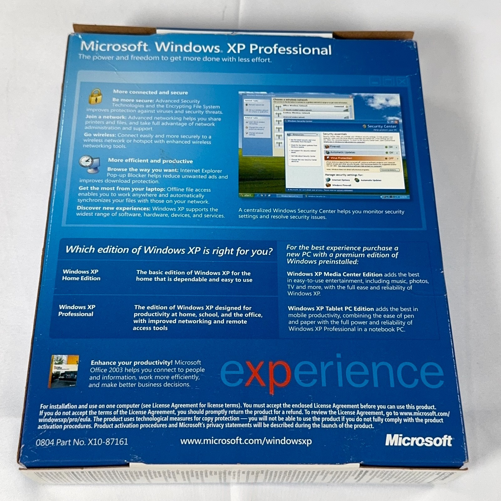 Microsoft Windows XP Professional Upgrade SP2 2002 Big Box CD Product Key CIB