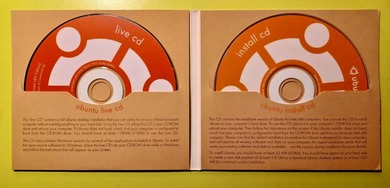 Complete Set – Ubuntu 4.10 Warty Warthog – Intel x86, PowerPC, AMD64 – Rarest