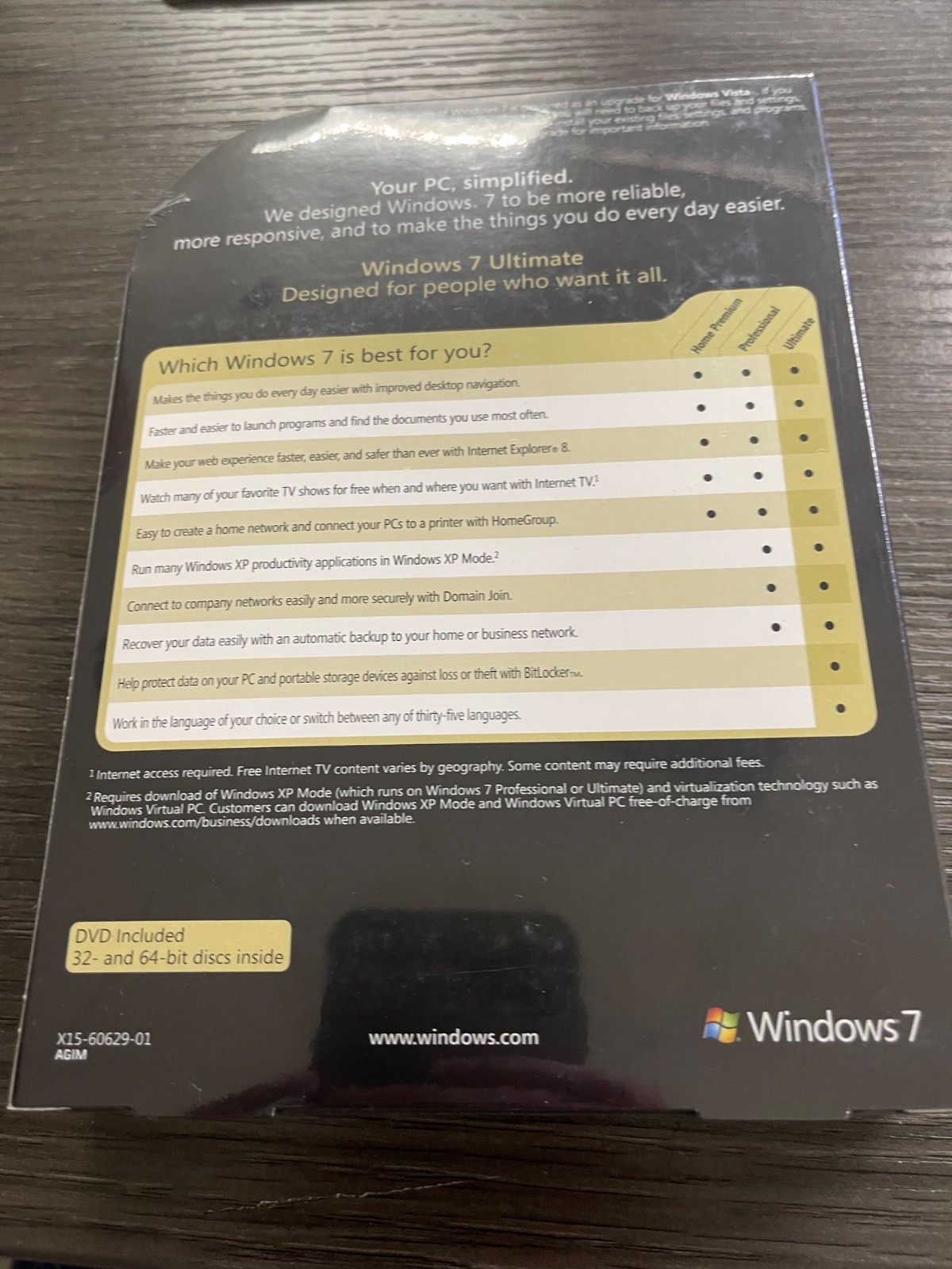 Microsoft Windows 7 Ultimate Upgrade For Windows 32/64 bit discs NEW SEALED BOX