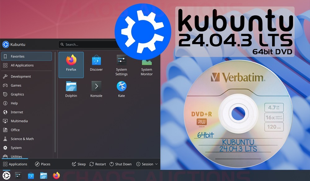 KUBUNTU 20.04 LTS LINUX INSTALL & LIVE 64bit DVD