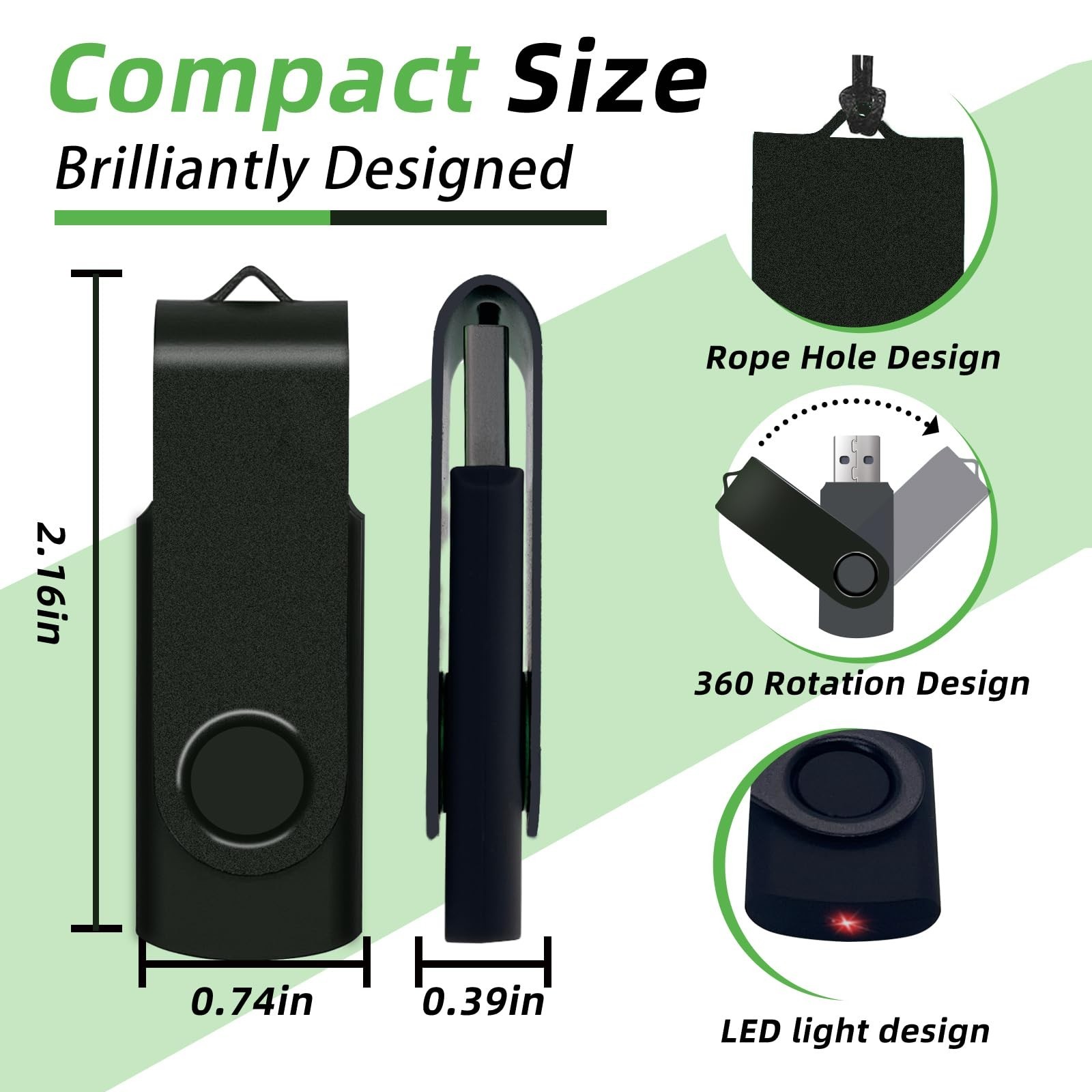 1PCS USB Flash Drive 4GB,1 Type – C Adapters,USB 2.0 Thumb USB Drives with 1 …