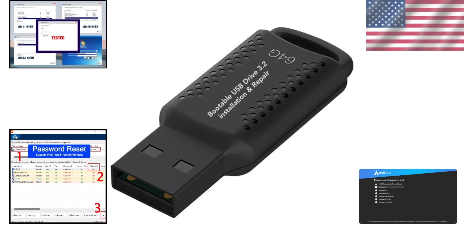 64GB USB 3.2 Bootable Drive – Comprehensive Windows Solution with Video Tutorial