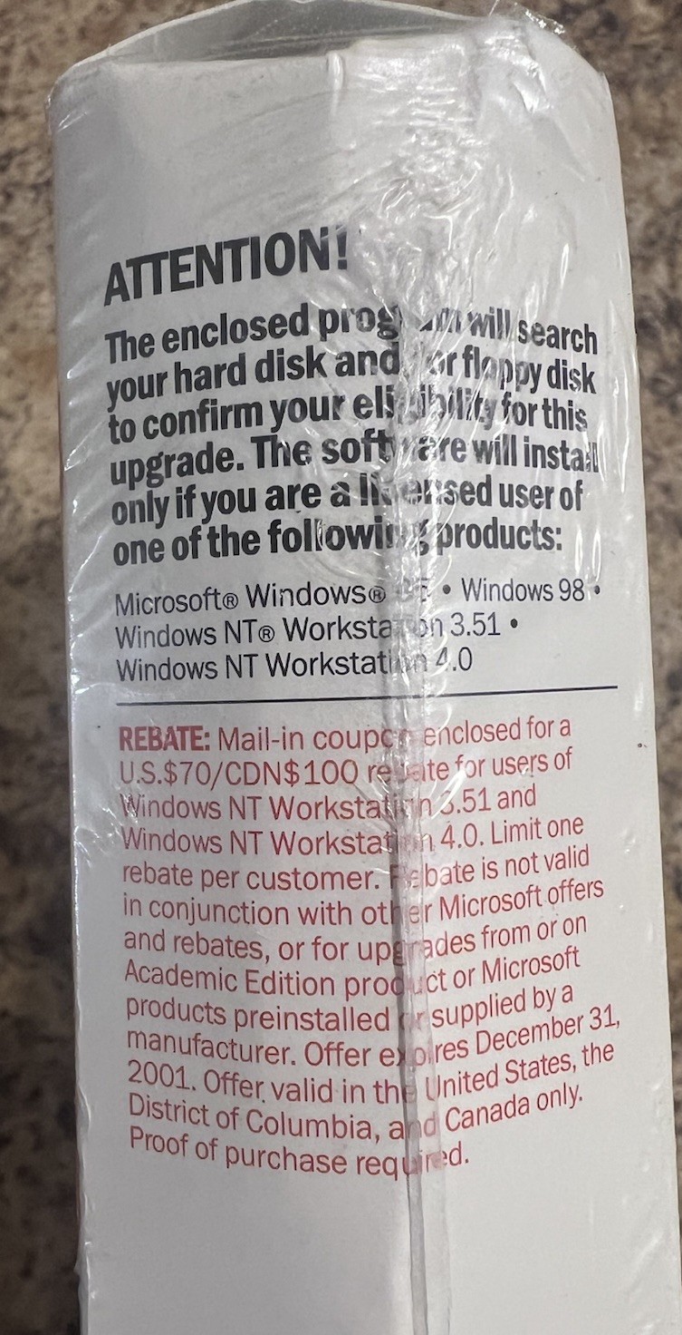 GENUINE Microsoft Windows 2000 Professional Upgrade Edition – New in Box/Sealed