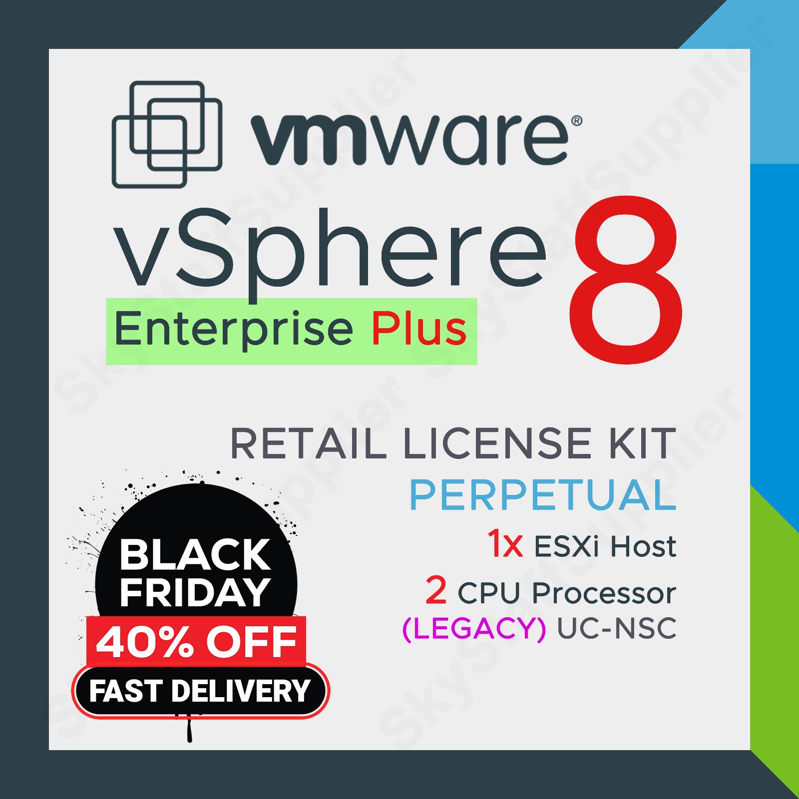 VMware vSphere Enterprise Plus v.8 Perpetual License 2 CPU – UC NSC RETAIL PACK