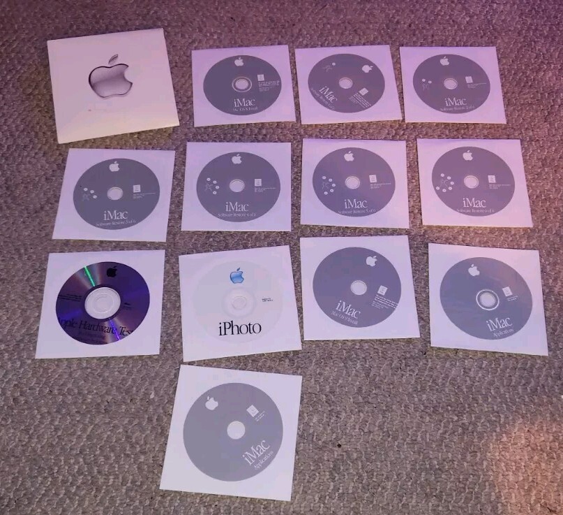 Lot of 12 iMac Software CDs OSX OS9 Restore iPhoto Hardeware Test Applications