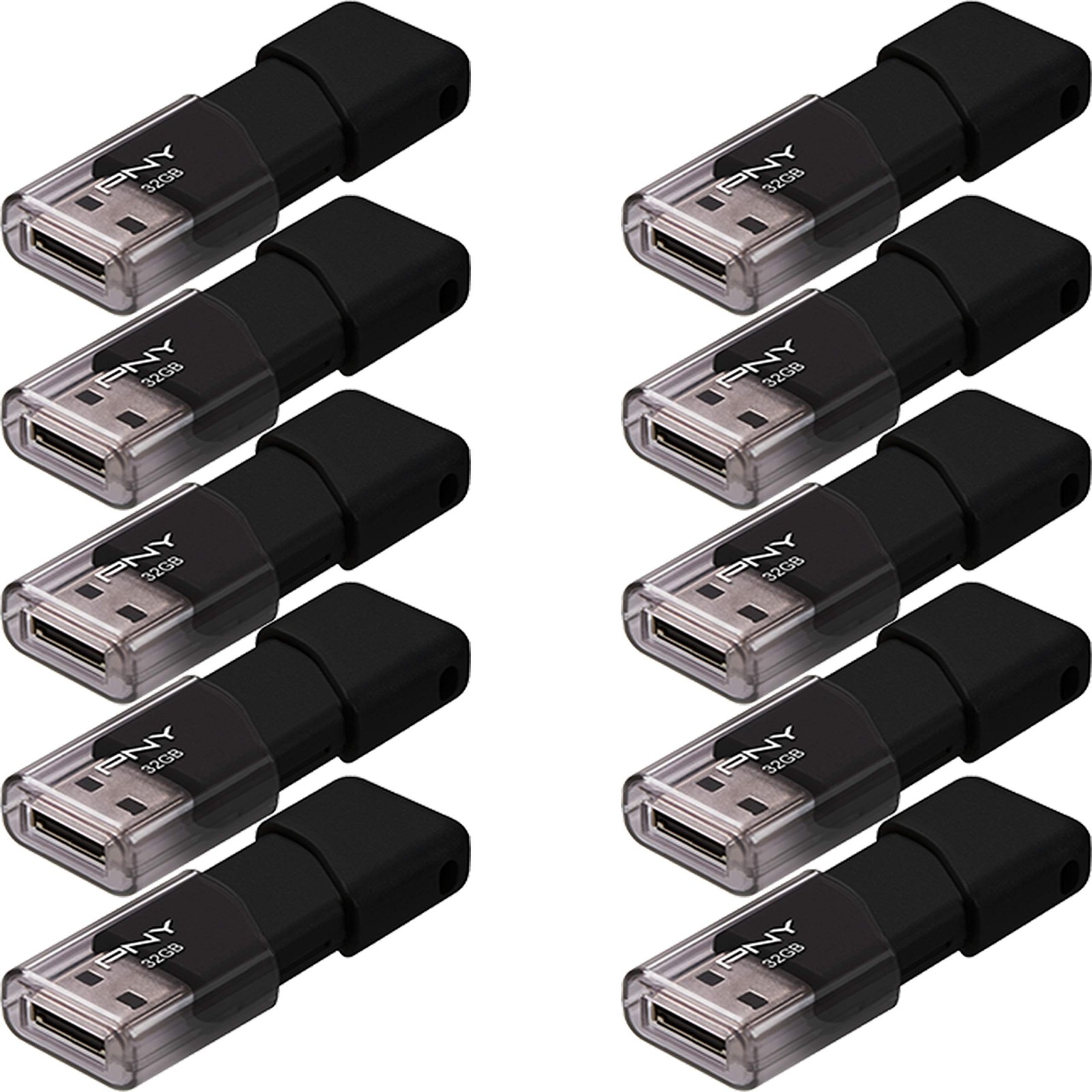PNY P-FD32GX10ATT03-MP 32GB Attaché 3 USB 2.0 Flash Drive,Black (Pack of 10