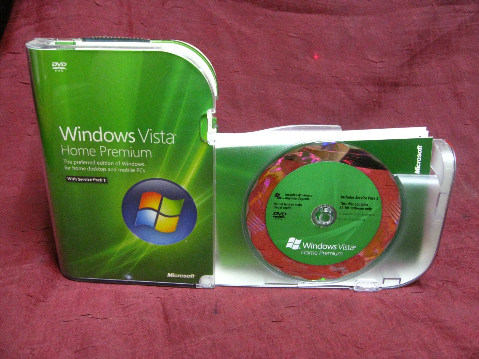 Microsoft Windows Vista Home Premium 32 Bit DVD Retail Box with Product Key