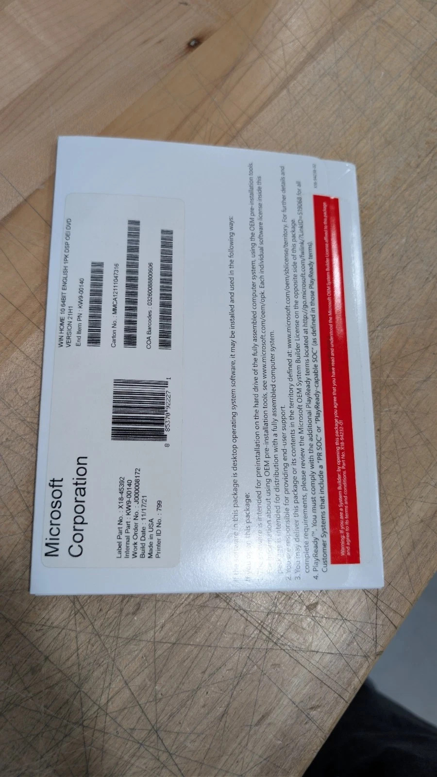 Microsoft Windows 10 Home 64 Bit DVD and COA One PC Sealed w/ Product Key