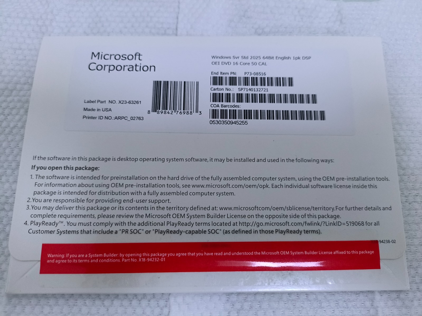 Win Server 2019/2022/2025 Standard 64-bit License Key & DVD 16 Core 50 CAL NEW