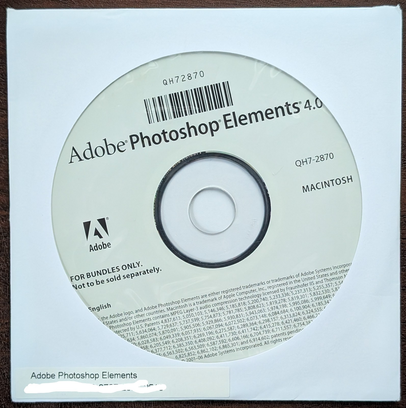 Adobe Photoshop Elements Disc Version 4.0 for Mac, With Serial Number Included