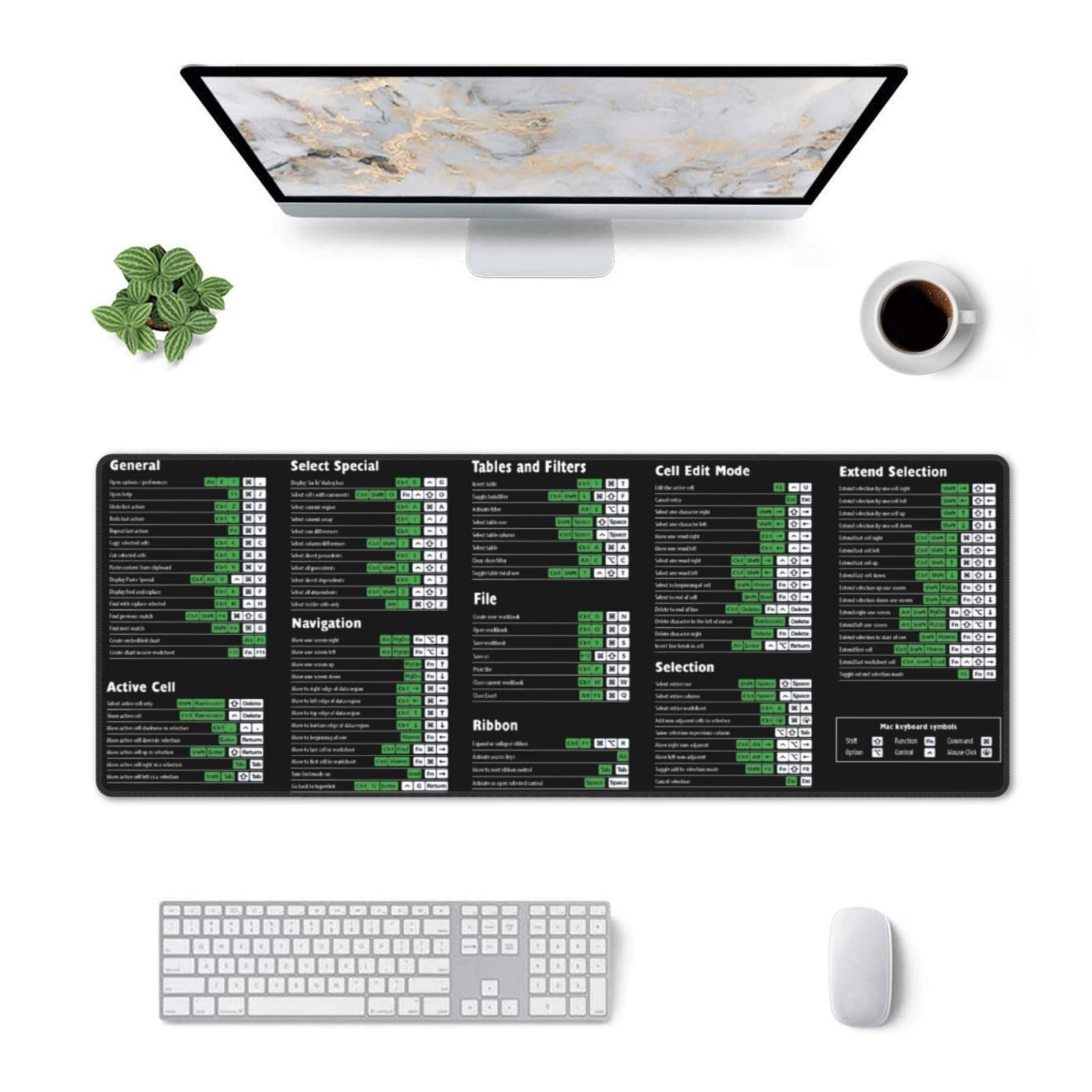 Computer Office Os Word Excel Shortcut Shortcuts Keys Mouse Pad XL Extended D…
