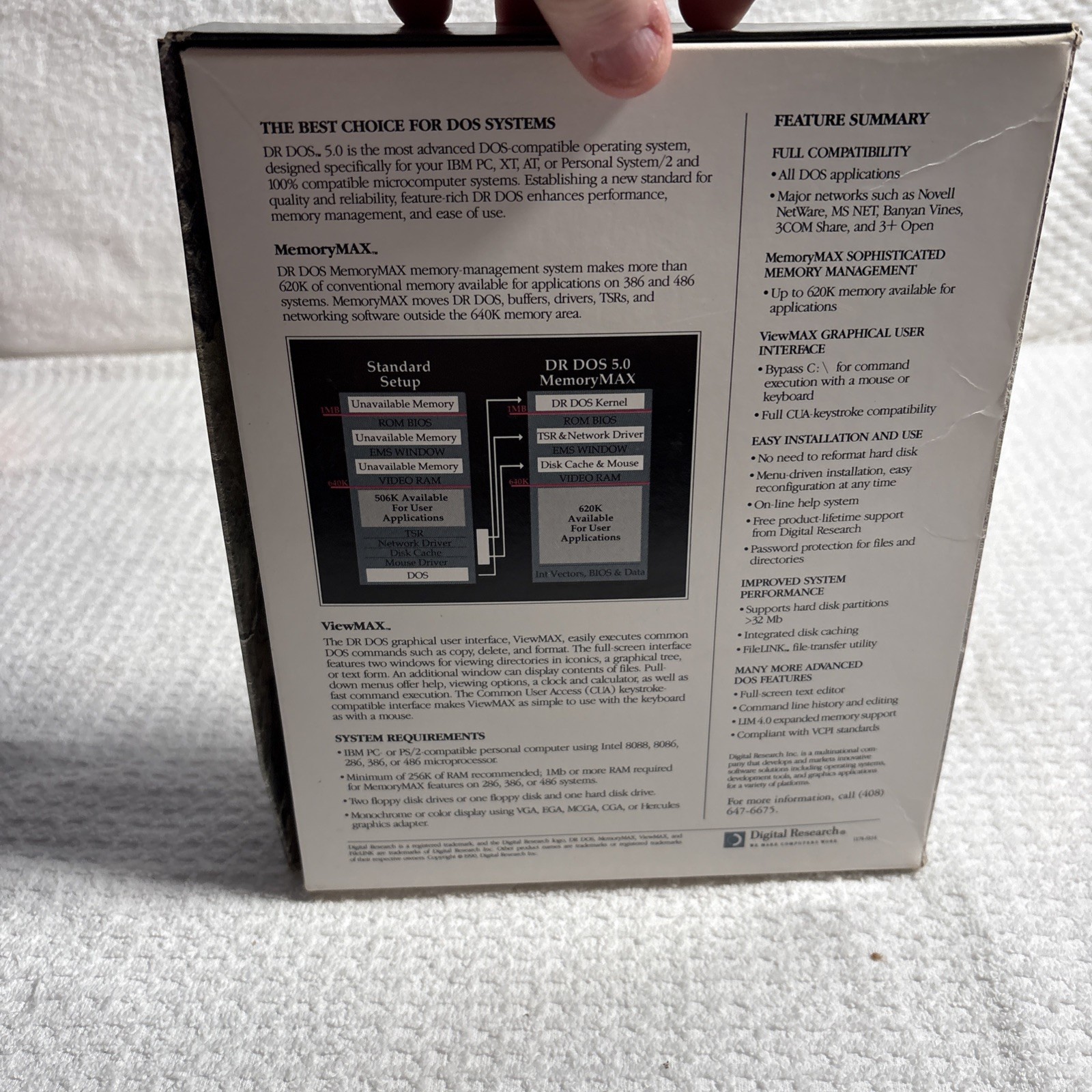 DOS 5.0 Vintage Collectible Digital Research 5.25″ Disk DR DOS 5 Rare Open Box