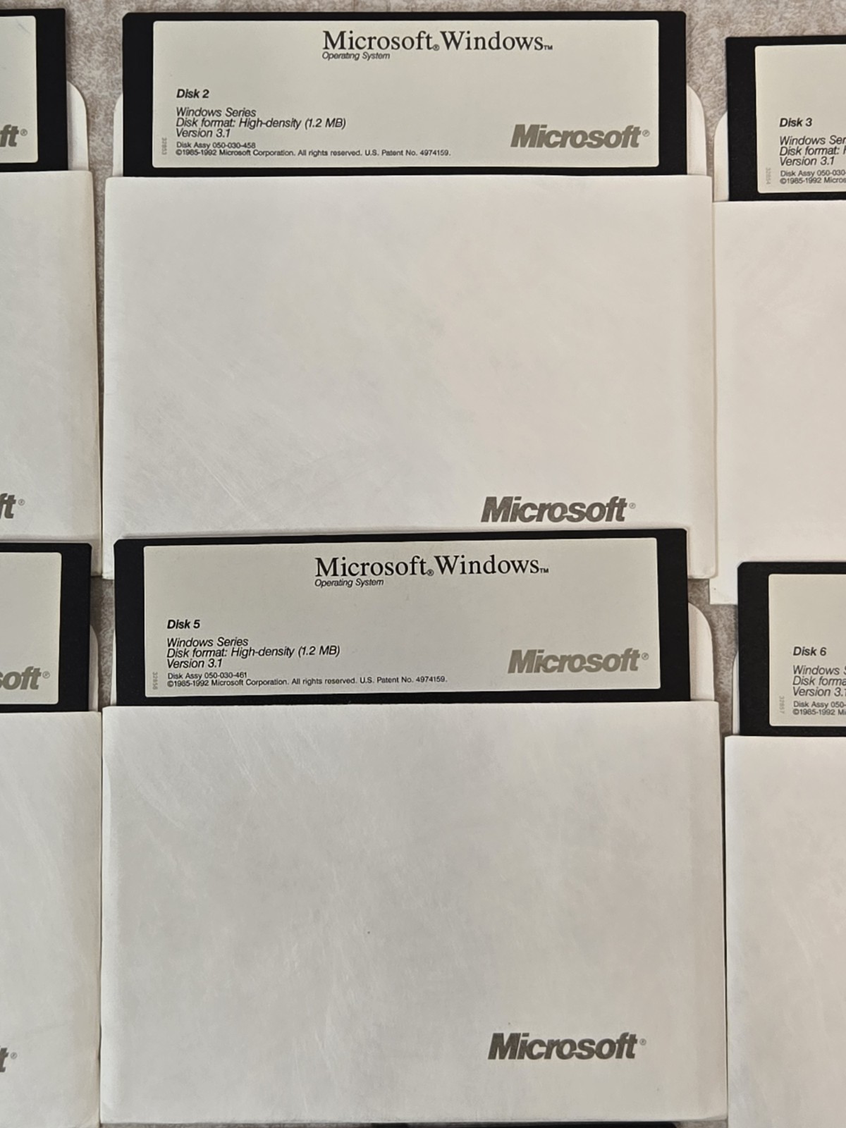 Microsoft Windows Version 3.1 Operating Software 5.25″ Floppy Disks 7 OEM Disks