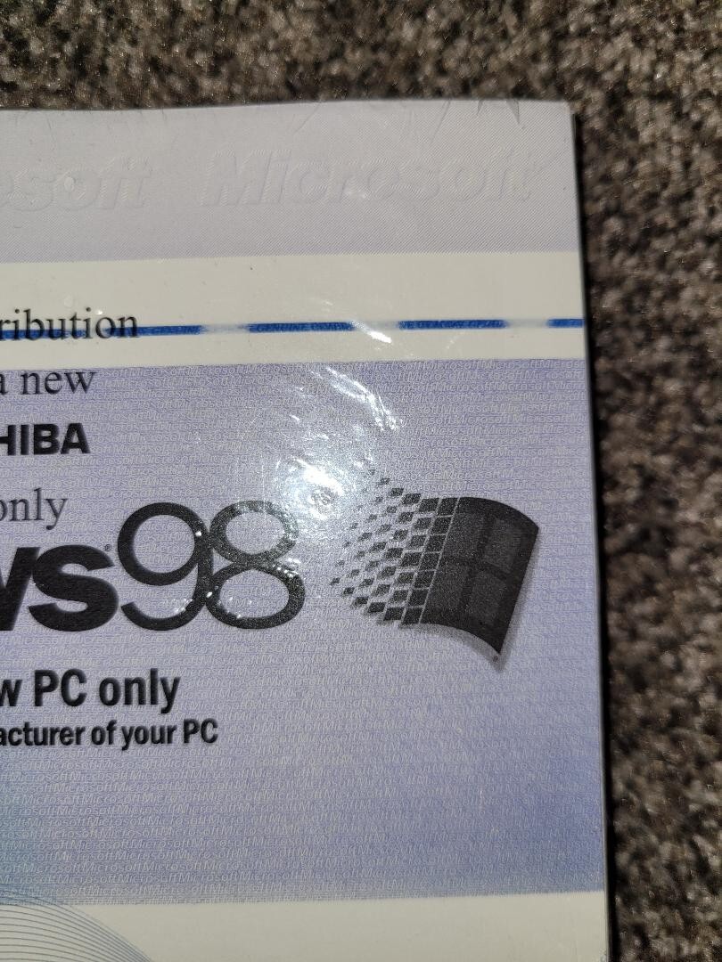 Toshiba Windows 98 Manual with License Key – Sealed! (NO CD)