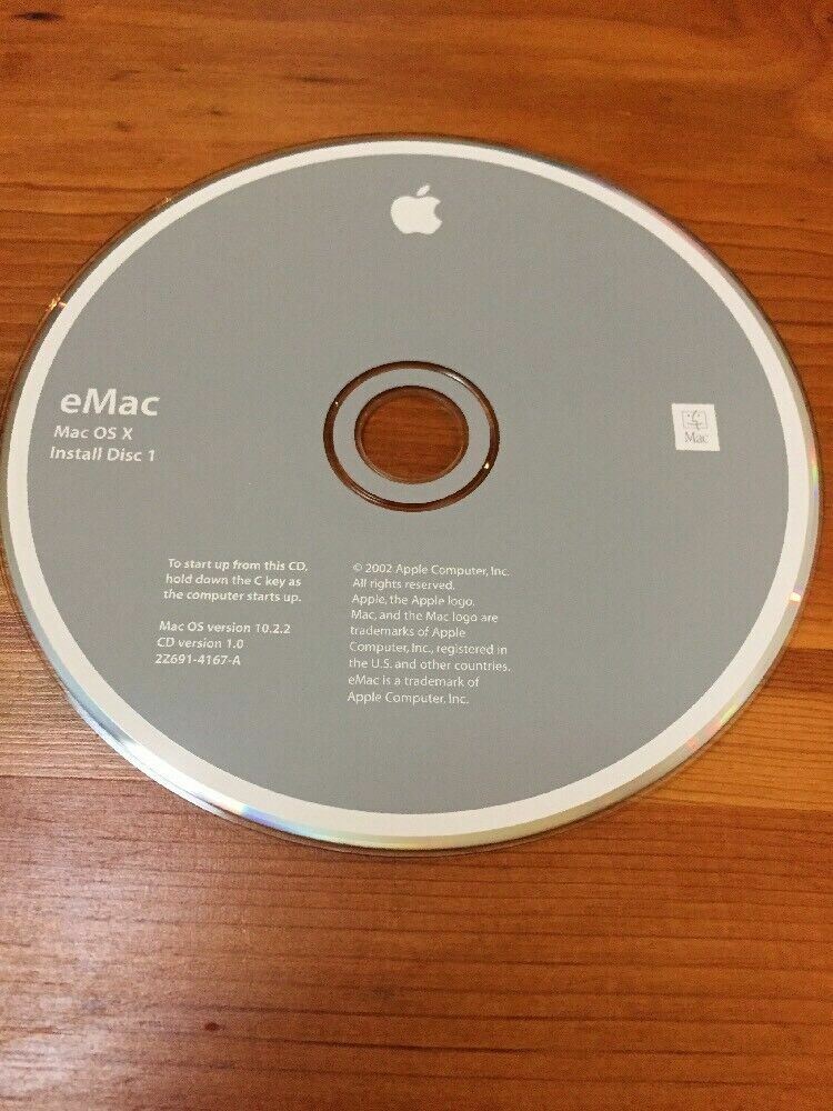Mac Macintosh eMac OS X 10.2 Install Software Discs CDs 10.2.2 Jaguar 2002