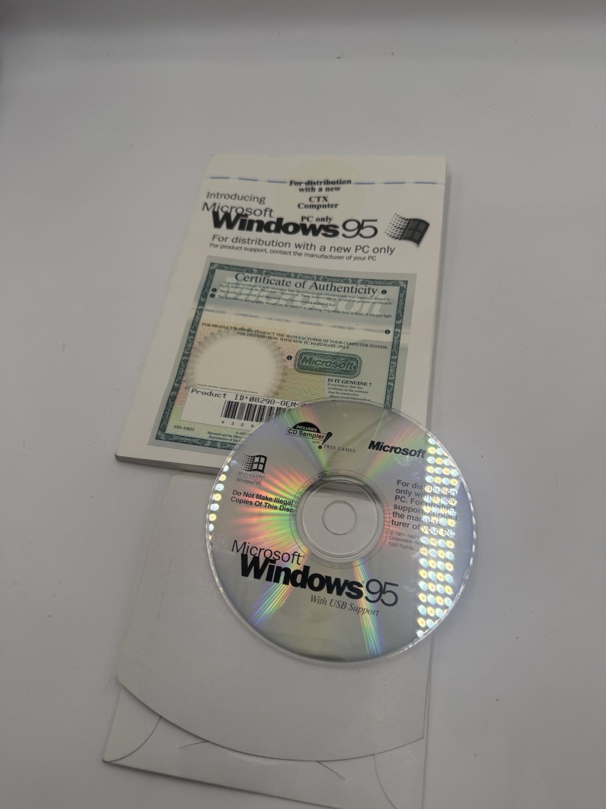 Genuine Windows 95 OEM CD-ROM English with Certificate of Authenticity
