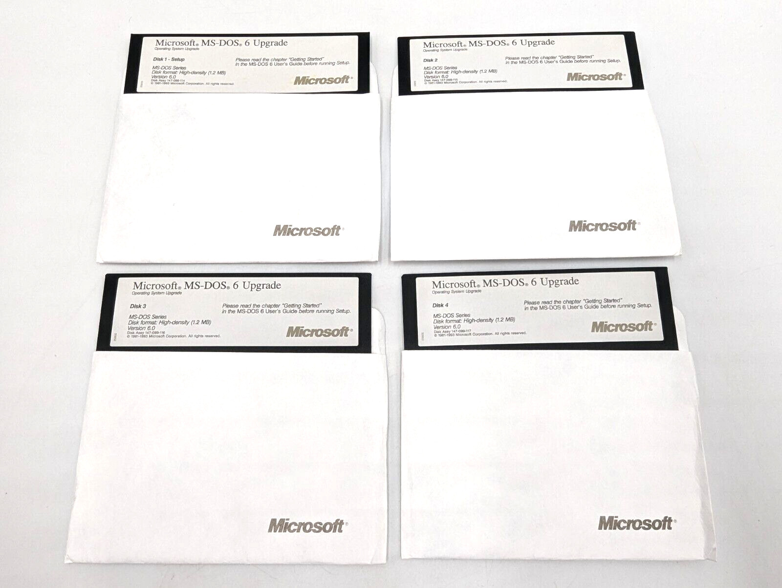 Microsoft MS-DOS 6 Operating System Upgrade 5.25″ HD 1.2 MB Floppy Disks