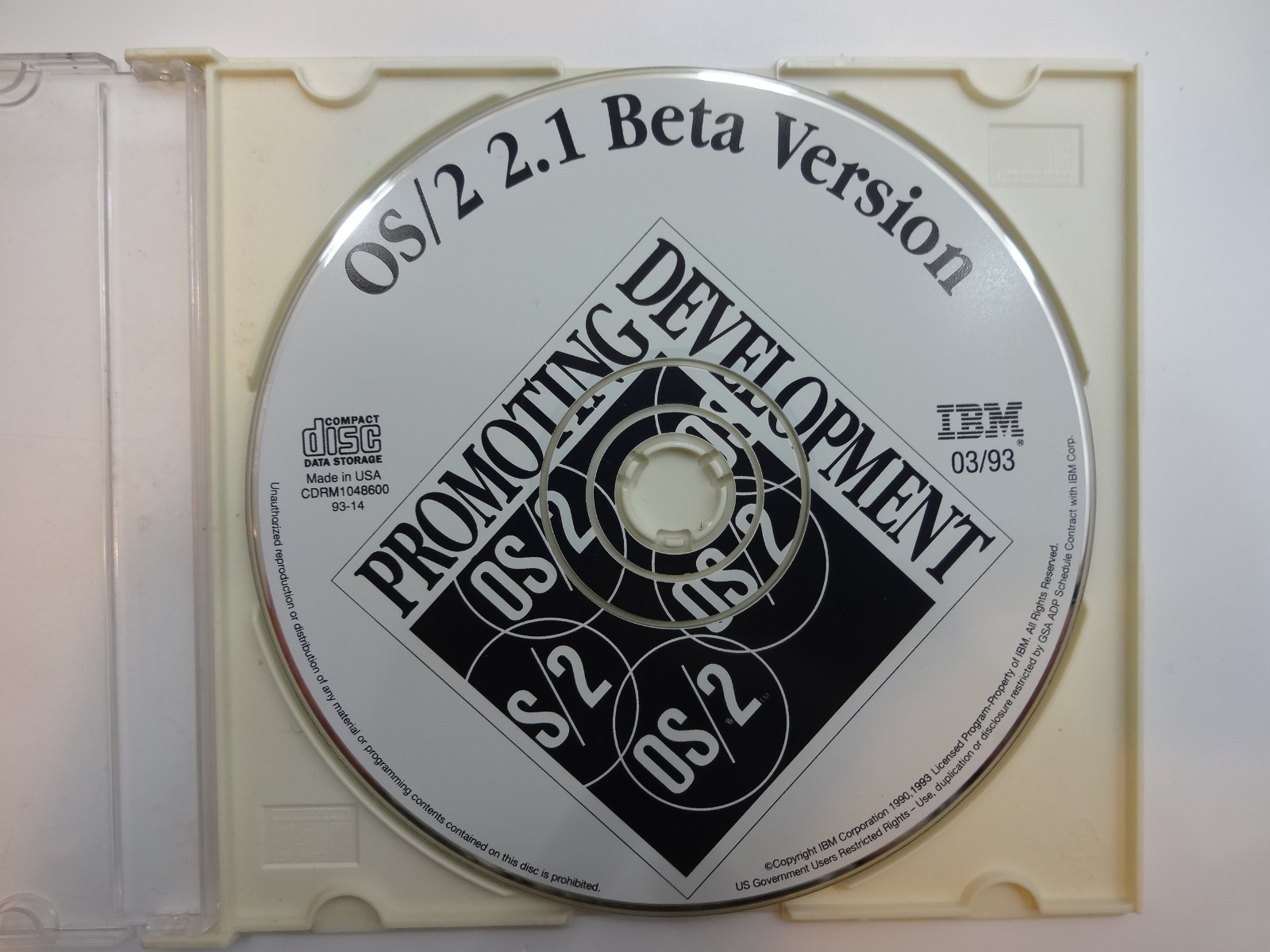 Vintage 3/1993 IBM OS/2 2.1 Beta Version CD-Rom Promoting Development