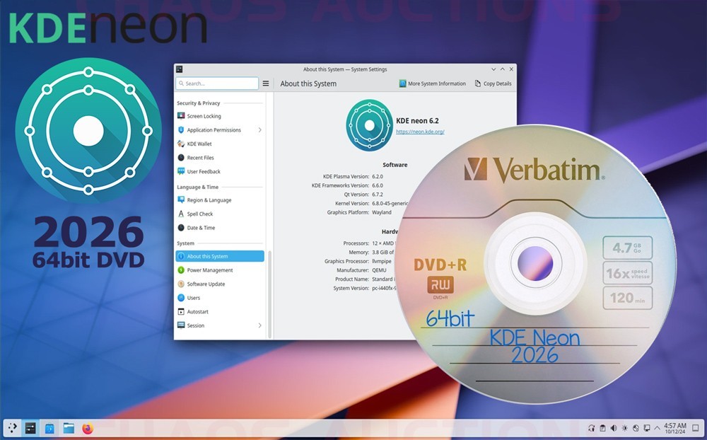 KDE Neon LINUX INSTALL & LIVE 64bit DVD