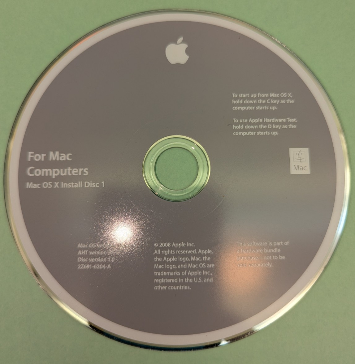 2008 Mac Computers OS X Install Discs