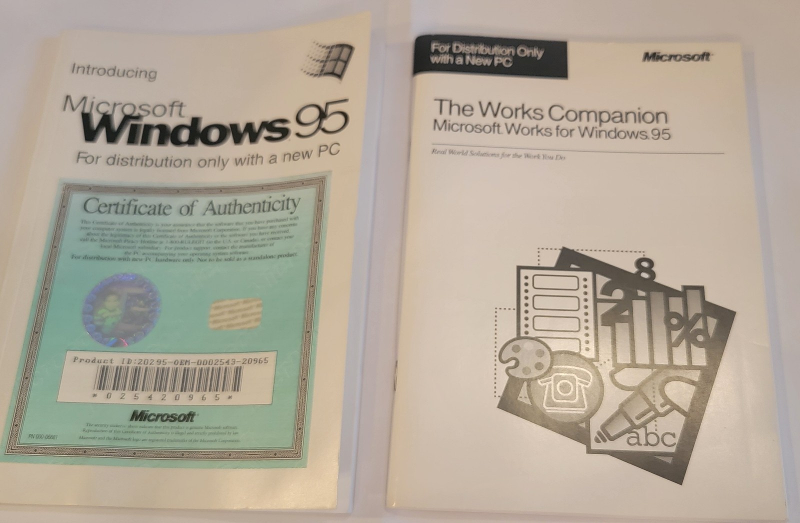 Microsoft Windows 95 Instruction Manual + The Works Companion Paperback Book Lot