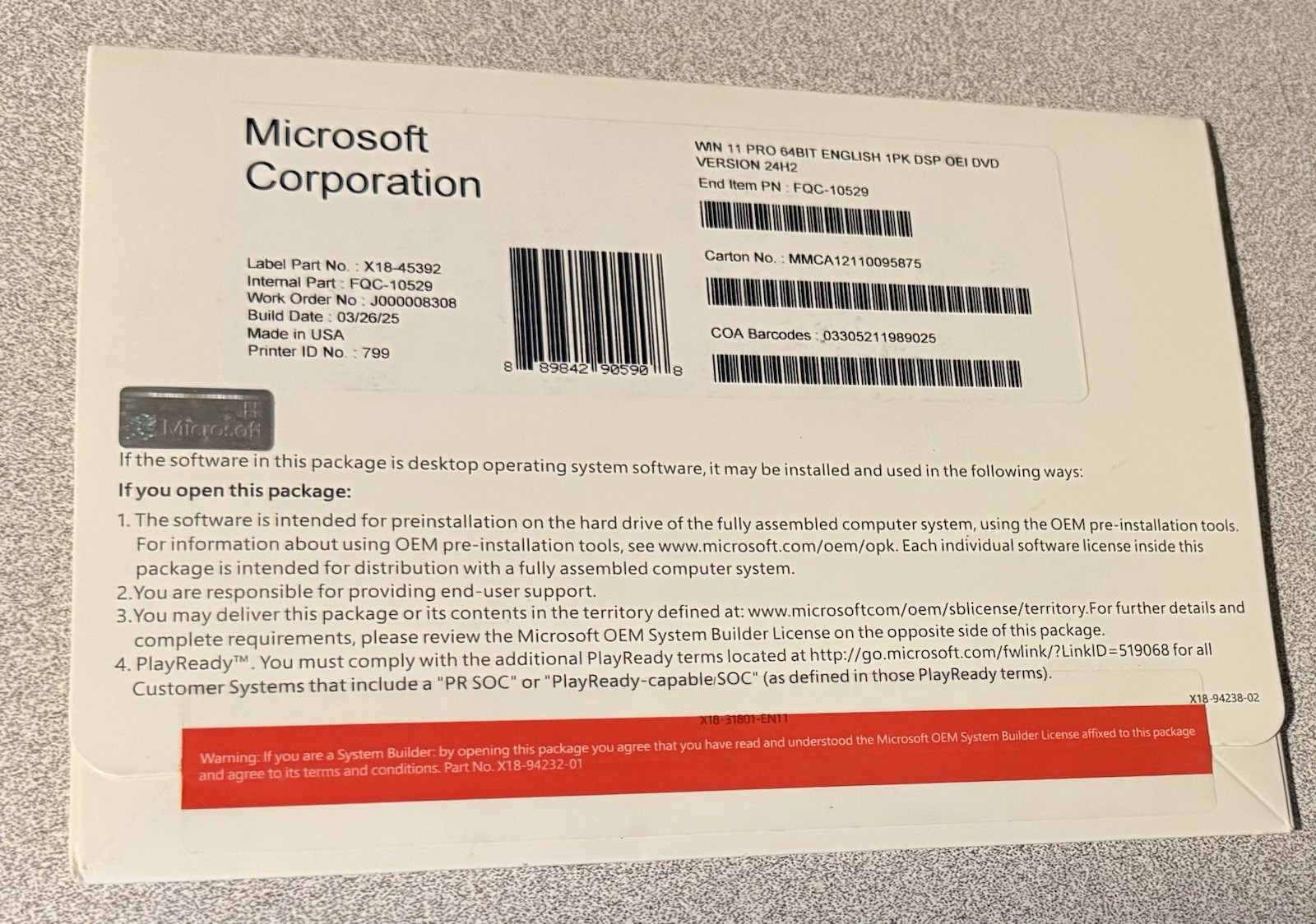 Microsoft Windows 11 Professional 64-bit OEI DVD – English
