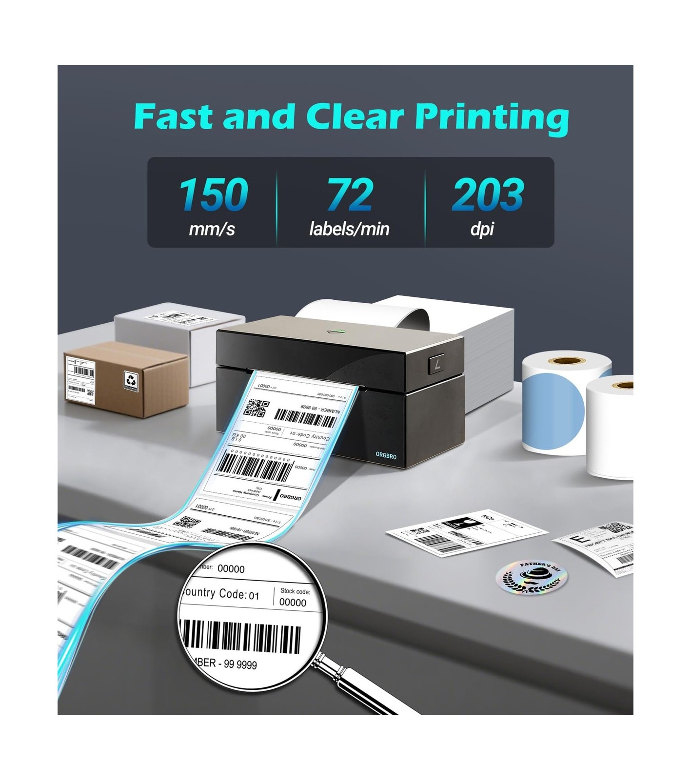ORGBRO Bluetooth Thermal Shipping Label Printer, Z1-Plus Wirele… USA FAST SHIP
