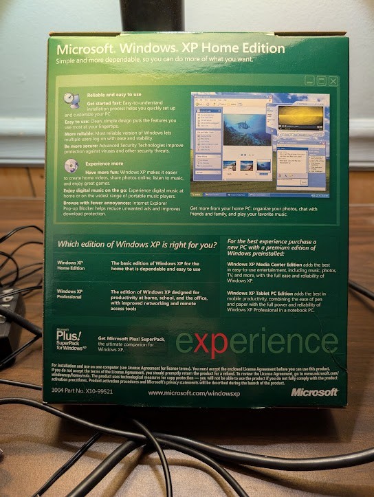 MICROSOFT Windows XP Home Edition Upgrade 2002 SP 2 Disk w/ Product Key & Box