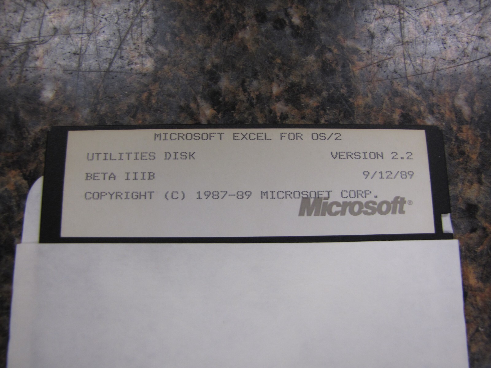 1989 Microsoft Excel for OS/2 Utilities 5.25” Floppy Disk Ver 2.2 Beta IIIB